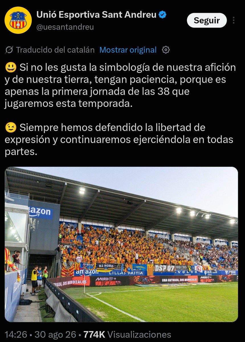 OvejaRMJ1976's tweet photo. Les gusta mucho politizar, salvo cuando son banderas de España.

Les gusta mucho tirar piedras, pero luego no cantes "QUE VIVA ESPAÑA"

Así es el @uesantandreu, un club que politiza, violento y llorón cuando pierde. https://t.co/sZvMwyyWFi