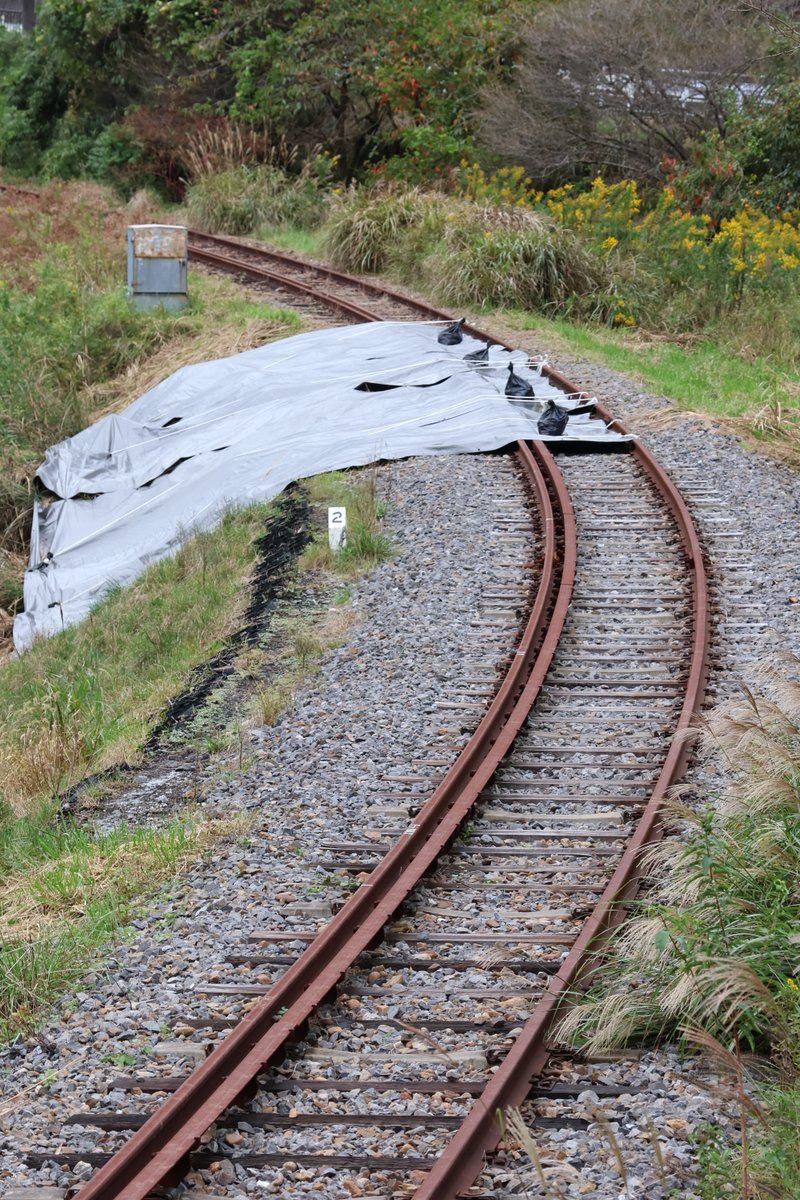 MobaryHills's tweet photo. 上総亀山に向かう途中に、いすみ鉄道沿線を通ったところ、西畑～上総中野間で路盤が流出しているような場所を見つけました。2023年に線路が宙吊りになった場所のすぐ横あたりです。不通が2年も続くと、線路表面に相当濃い茶色の錆が浮いています。この区間が復活することはあるのでしょうか。 https://t.co/qCnCl0dPOE
