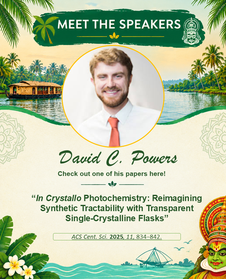 ICCOSS27's tweet photo. Meet David C. Powers, speaker at ICCOSS27! His research investigates reactive intermediates using in-crystallo photochemistry alongside MOFs for catalytic reactions and solar-energy storage.
📍ICCOSS27 | June 20–25, 2027 | Kerala, India
🔗https://t.co/7ruMioPjkW https://t.co/6MQ0PHWZnu