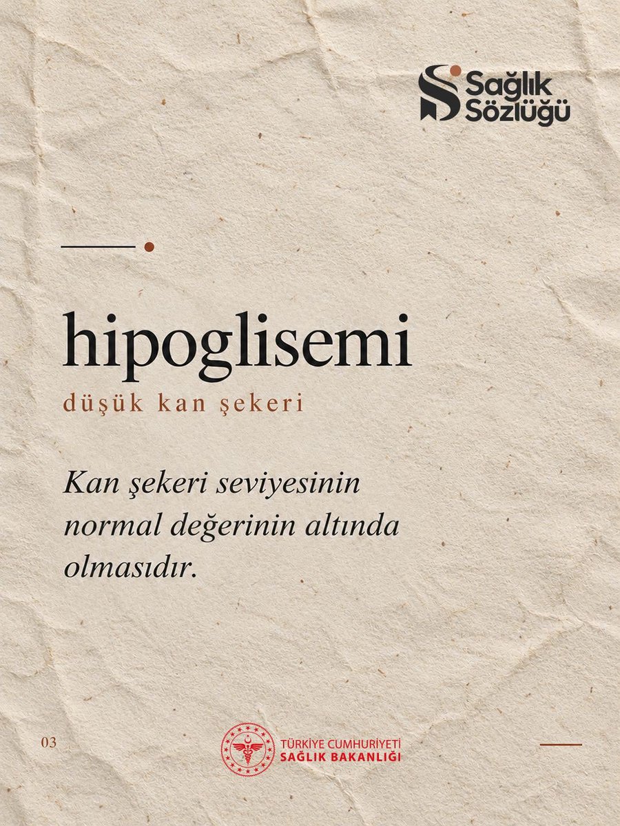 saglikbakanligi's tweet photo. Sağlık Sözlüğü’nde bugün: Hipoglisemi

Sağlık alanında sıkça karşılaşılan kavramları birlikte ele alıyoruz.

Siz de merak ettiğiniz sağlık terimlerini yorumlara yazabilirsiniz. 👇

#SağlıkSözlüğü https://t.co/uNmejU8XYl