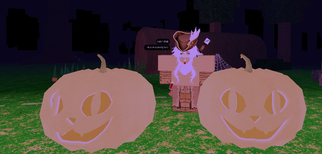 DearLadyMaria's tweet photo. They got the smirky jack-o'-lantern in the new 99 nights update hehe 😼😼😼 https://t.co/RaMzHbIBlX