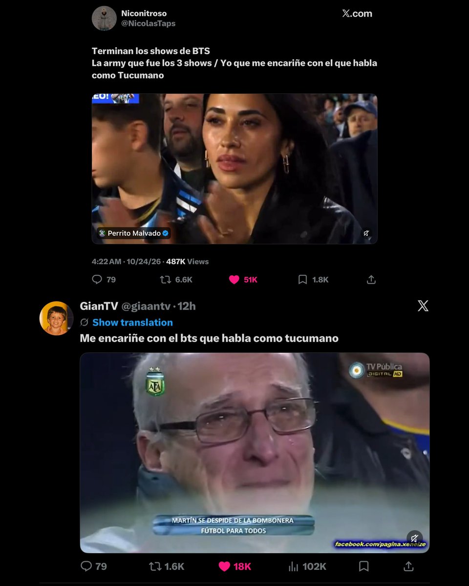 JiminGlobal's tweet photo. Jimin’s Spanish pronunciation is making waves in Argentina, even among gaming streamers! 🇦🇷

Argentine creator GianTV (@/giaantv), with over 130K followers on X, shared how attached he has become to Jimin’s Spanish-speaking side!

Meanwhile, a post by gaming account Niconitroso (@/NicolasTaps) about Jimin’s Tucumán-style Spanish has surpassed 487K views!

Jimin continues to win hearts and bring people from different countries and cultures together through his charm! 🥰