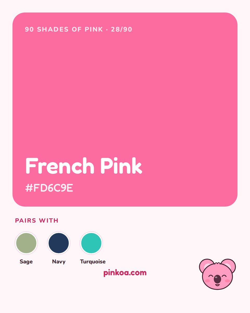 pinkoa_com's tweet photo. Pink shade no. 28: French Pink #FD6C9E 💗 Bright, happy, and my highlighter colour for the quotes I actually want to remember. Pairs with sage, navy and turquoise. What colour is your highlighter? https://t.co/wwXYacwNnt