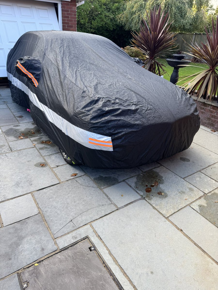 GrumpyUK's tweet photo. @beerhedgehog I’ve done a check round, mostly ok. Neighbours don’t give a shit so two table covers gone and chairs strewn. Had my car covered as we’ve been away, cover come away a little but that’s all. https://t.co/8jwv2J8Qfv