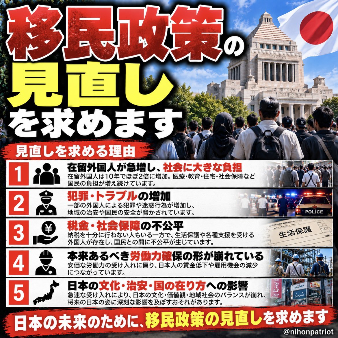 nihonpatriot's tweet photo. 移民政策の見直しを求めます https://t.co/Sdoml0IsrN
