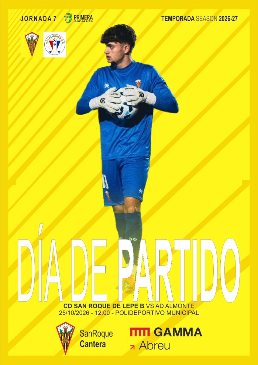 CanteraSanRoque's tweet photo. Día de partido | 

🆚 AD Almonte 
🕢 12:00h
📍 Polideportivo Municipal https://t.co/tYF4mLA2Pq