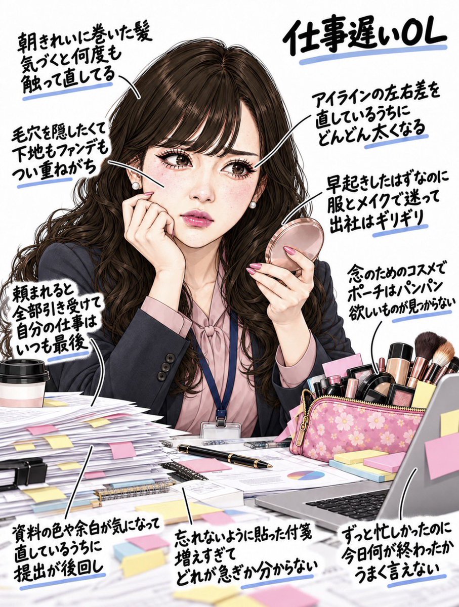 biyo_kenkyu_'s tweet photo. わっかんの。社会人になって肌汚いやつって全部が終わってる。

←しごおそメイク2時間OL　　　　　　

　　　　　　　　しごできメイク2分OL→ https://t.co/TVwGLxkFbh