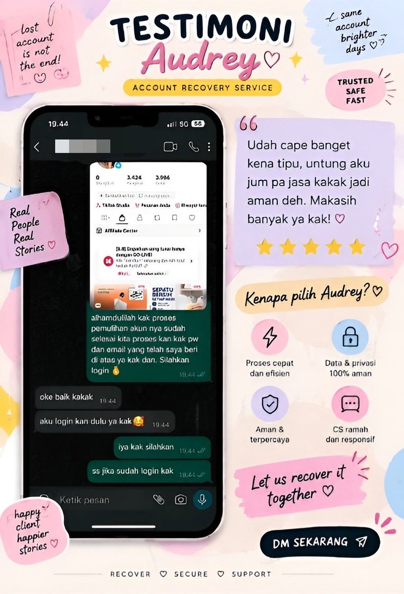 wuacana's tweet photo. 💐Hallo semua, Open ya jasa pemulihan akun sosial media AUDREY🩵🩷

Layanan :
🩵🩷Pulihkan Akun &amp; Hapus Akun 
🩷🩵Lacak Lokasi — Sadap Wa — Hack Akun

(Facebook, Instagram, TikTok, WhatsApp, Line, X, Gmail/Email,Telegram &amp; Lainnya) 

Konsul? WhatsApp Di Profil ya
#zonauang https://t.co/RC1G7JYJ2H