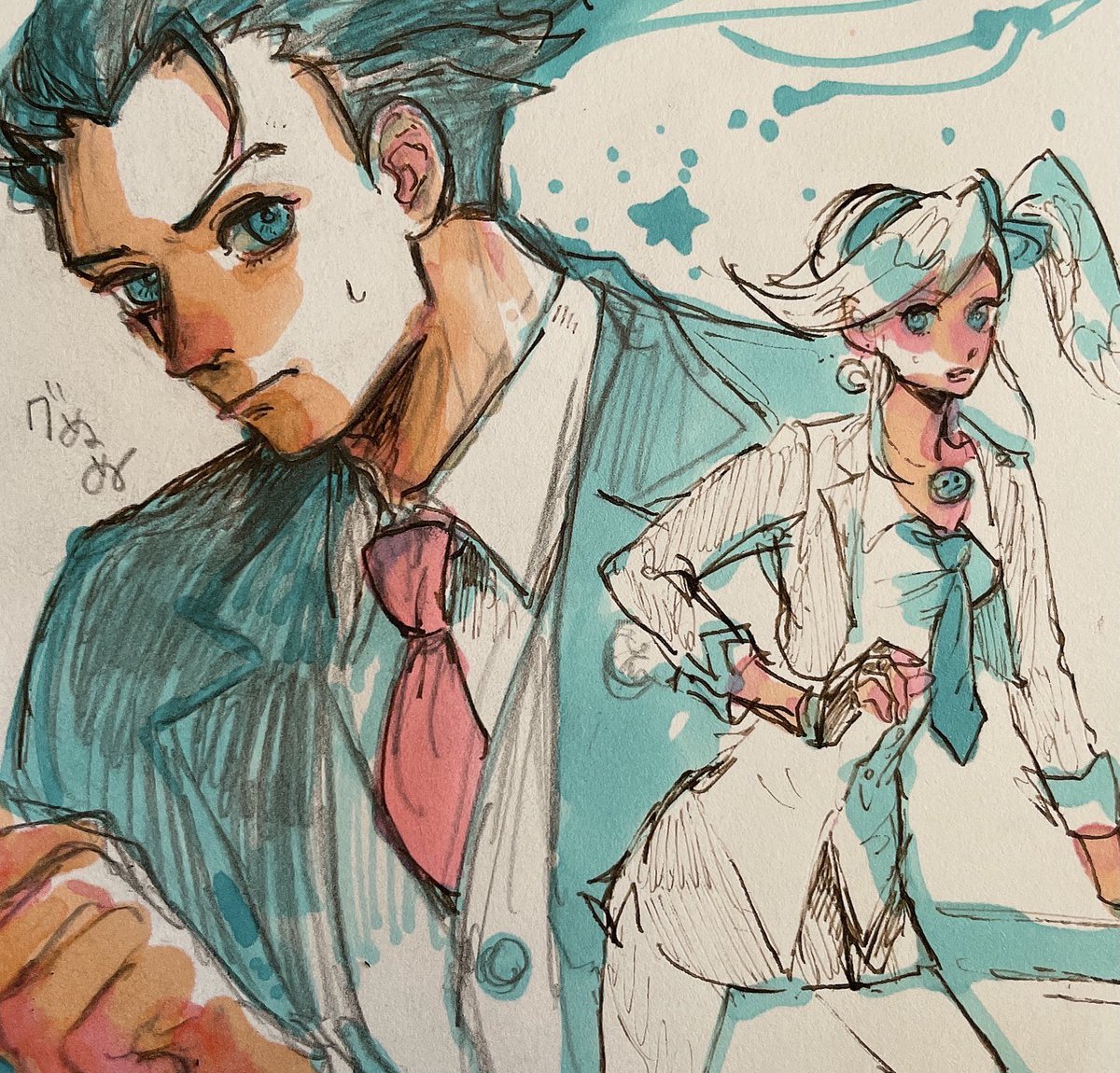 108_toal's tweet photo. 時系列ばらばらの逆裁5過去絵 https://t.co/VdEEJlYH8C