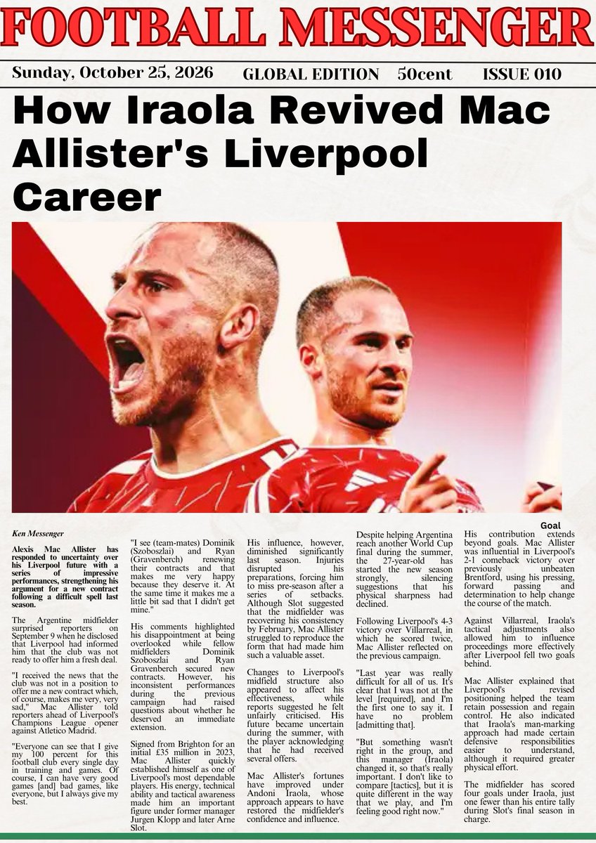 transfermessage's tweet photo. How Iraola Revived Mac Allister's Liverpool Career

Read my latest edition
👇

Love God Toluwanisings Grimszn Lucid II El Nino Grateful Eastern Nigeria https://t.co/jCa09Q32Qw