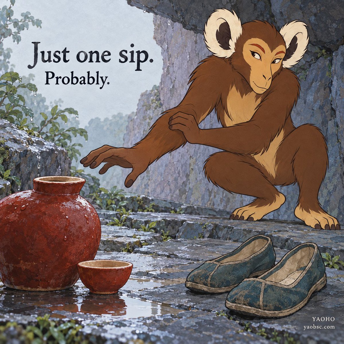 orrvan2's tweet photo. It knows your name.
A white-eared monkey-like creature lives on Mount Zhaoyao by the Western Sea. It can walk like a human once it puts on shoes, speak human language, and — most dangerously — tell you your own name and the names of your ancestors the moment it sees you.
People say eating its flesh lets you run on walls and leap across the land. So hunters set traps with the two things it cannot resist: wine and shoes.
Xingxing is clever. It spots the trap immediately, laughs at the hunter, and calls out his name while cursing his entire family. Then it turns and walks away.
A little later, it comes bouncing back.
It jumps into the trap, still cursing, puts on the shoes, and drinks the wine. It knows exactly what is happening. It just cannot help itself.
In the end, the cleverest creature on the mountain becomes a meal — because it loved wine more than its own life.
#Xingxing #BSC