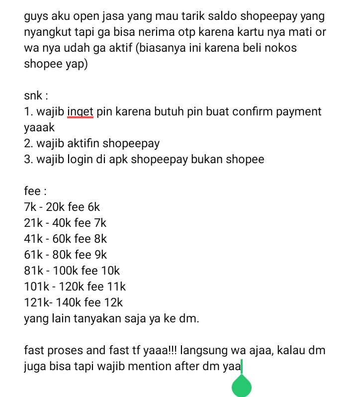 awonqz's tweet photo. guys aku open jasa yang mau tarik saldo shopeepay yang nyangkut tapi ga bisa nerima otp karena kartu nya mati or wa nya udah ga aktif (biasanya ini karena beli nokos shopee yap) #zonauang fast proses. https://t.co/h2zJgmF5KB