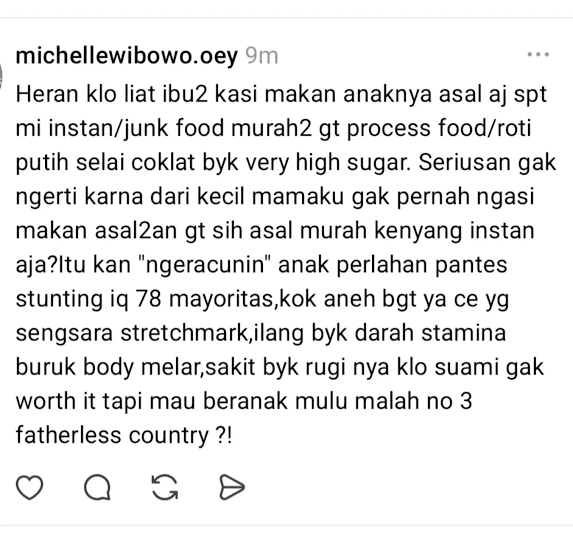 thatchindogirl's tweet photo. jahat bgt si michelle mulutnya.. itu ibu2 yang merasakan postpartum body berkorban utk anak loh dan tulus.. kenapa mulut lu aja yg nyinyir.. istigfar ihh sipaling oldmoney🫠😭 https://t.co/hXAHNt3BJY