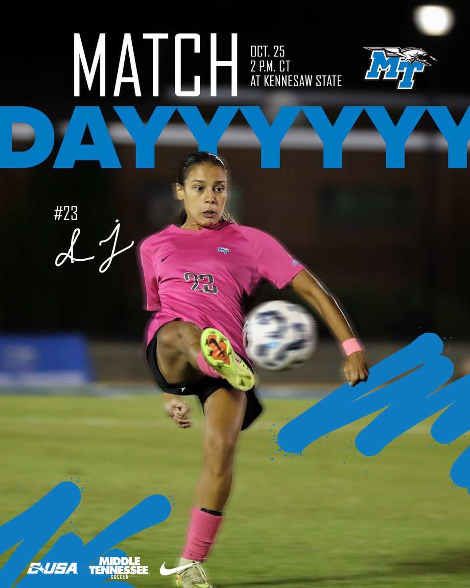 MT_Soccer's tweet photo. Time for the road finale 🫡

🆚 Kennesaw State
🕑 2:00 PM CT
🏟️ Walens Family Field
📺 https://t.co/BEYbnh477I
📊 https://t.co/8OTnc16UHF https://t.co/hBtqHpODbp