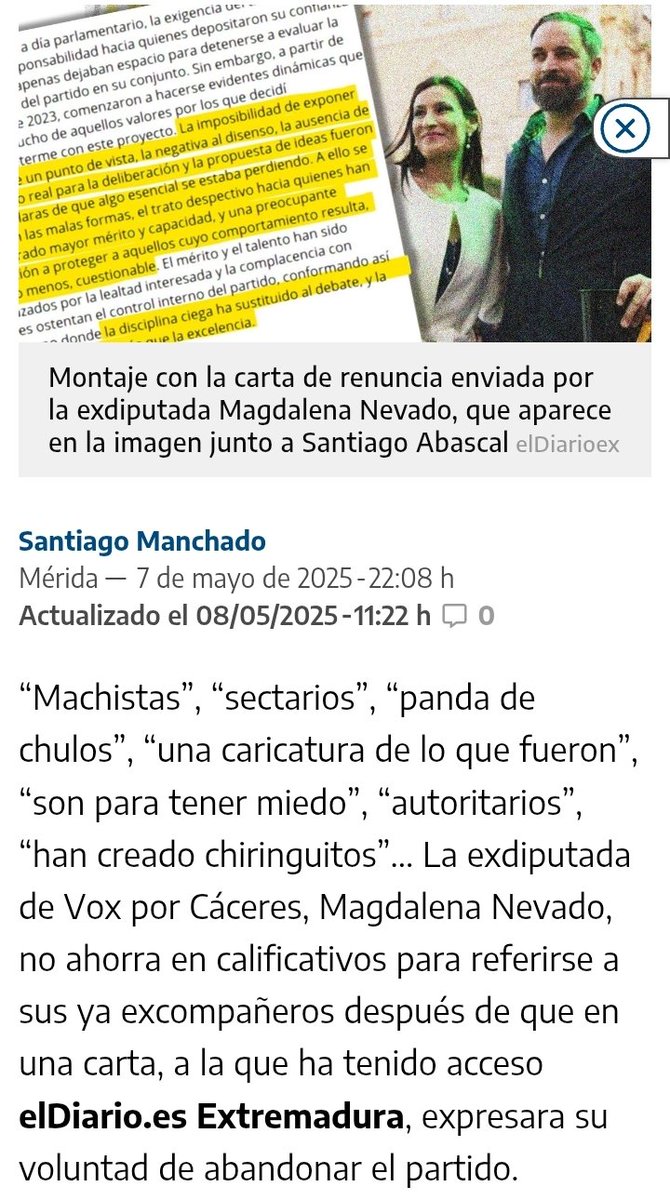 PartidoRepEs's tweet photo. Mucha gente incauta, debería tener mucha memoria sobre VOX y las denuncias de muchos que hoy no están, los Ortega Smith, Macarena Olona y otros. Aquí te dejo un caso de una ex diputada por Cáceres, es de terror.. https://t.co/yWO3J9NvTp