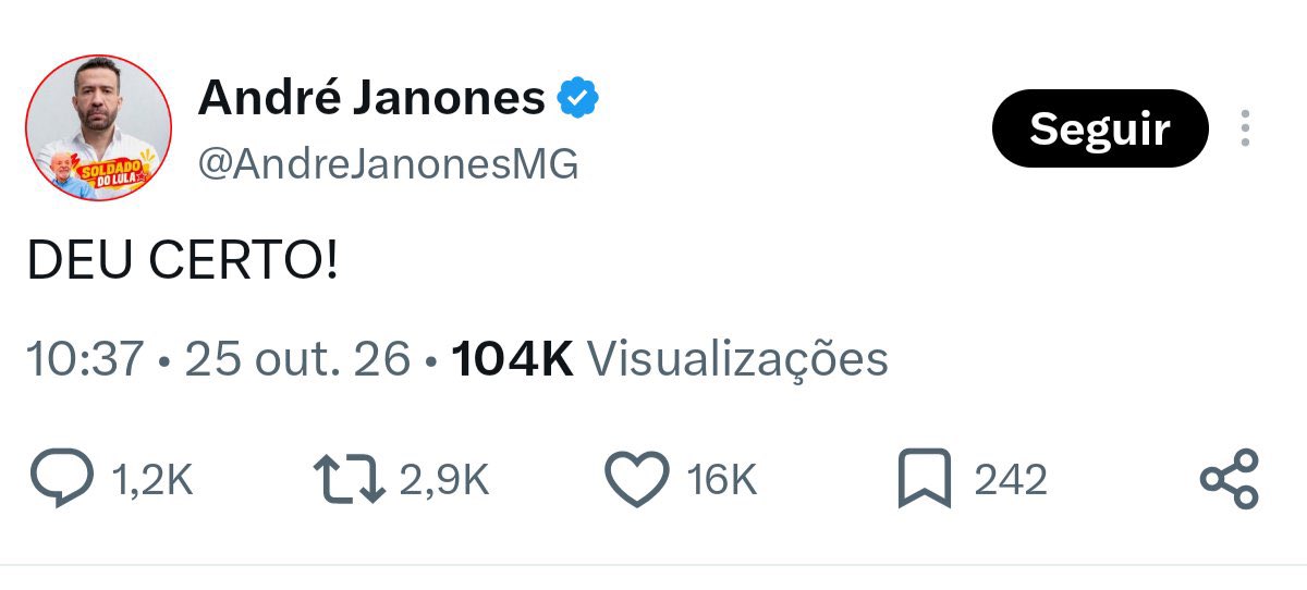 _janoninho_fc's tweet photo. 🚨PESSOAL, URGENTE🚨

SENTA O DEDO, EXPLODE 
VÁ VOTAR e leve +1

#HojeEuVotoLula https://t.co/5keBRlFxh0