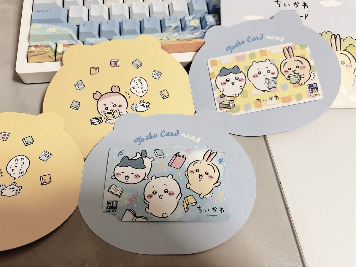 motsusakura's tweet photo. 本屋さんいったらちいかわ図書カード売ってたよかわいい⊂( ᴖ ̫ᴖ)⊃ https://t.co/lCBJWD1c7v