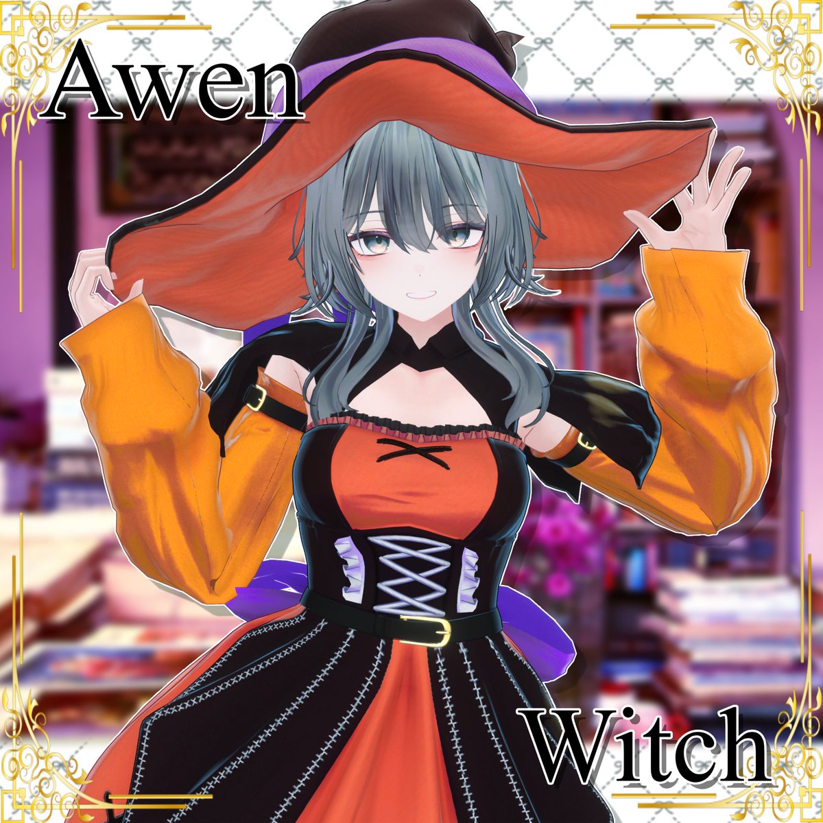 Classro_'s tweet photo. 🎃新作リリース お知らせ🎃

新作『Awen Witch』販売開始しました！🧹  

今回、『荒嵜造船所』様（@dockyard_YS） 
デザインの魔女衣装を３D化してみました～！！
難しかったけど楽しかった！！ありがとうございます！！

明日、RPキャンペーンもする予定なので、ぜひご参加ください！

リリース記念セールも開催しています。よければ覗いて行ってくださいね📖

#VRChat️ #Suiha3D
