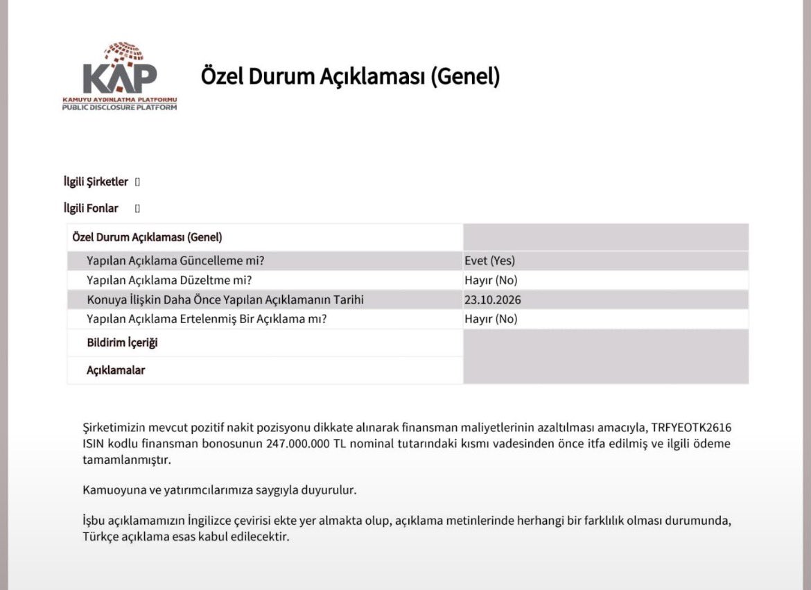 TarikBasoglu's tweet photo. #yeotk 

Patron elini cebine atmadı diye yorumlanamaz şuan elini cebine attı ve Finansman giderini bu erken borç kapaması ile düşürme tasarruf amaçlı yapılan bir hamle bu dönemde ben burdayım olarak yorumlamaktayım ❗️ https://t.co/AU1t3laJaV