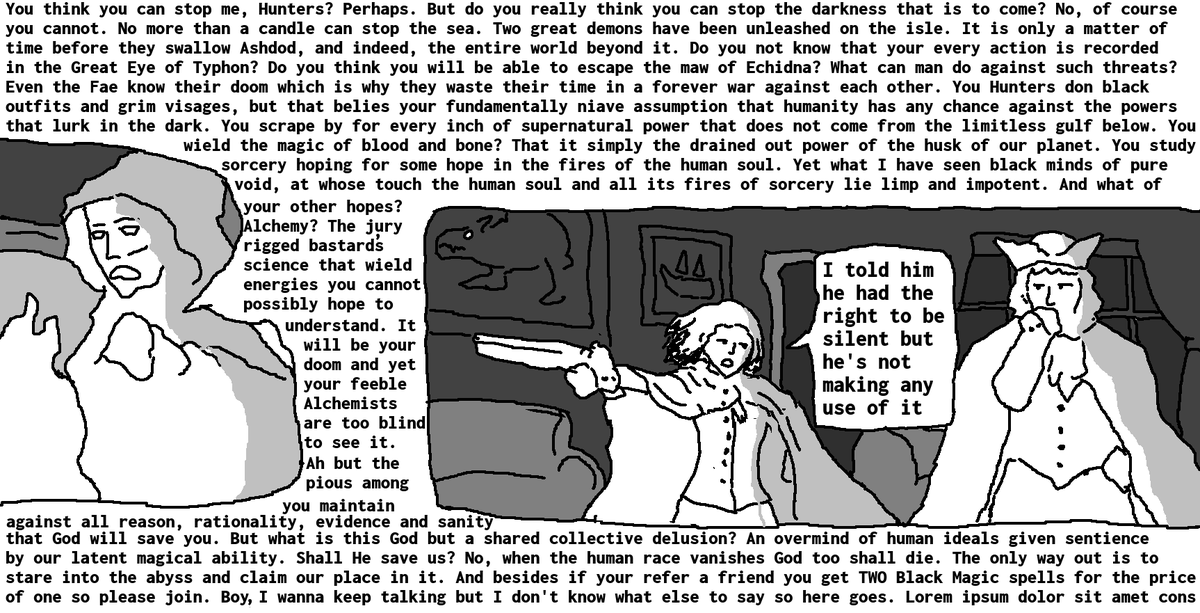 PenseesofPascal's tweet photo. Old Gothic Comic. 

Wanted to do a lore dump without it interfering with the brief joke https://t.co/qSPX7WylgF