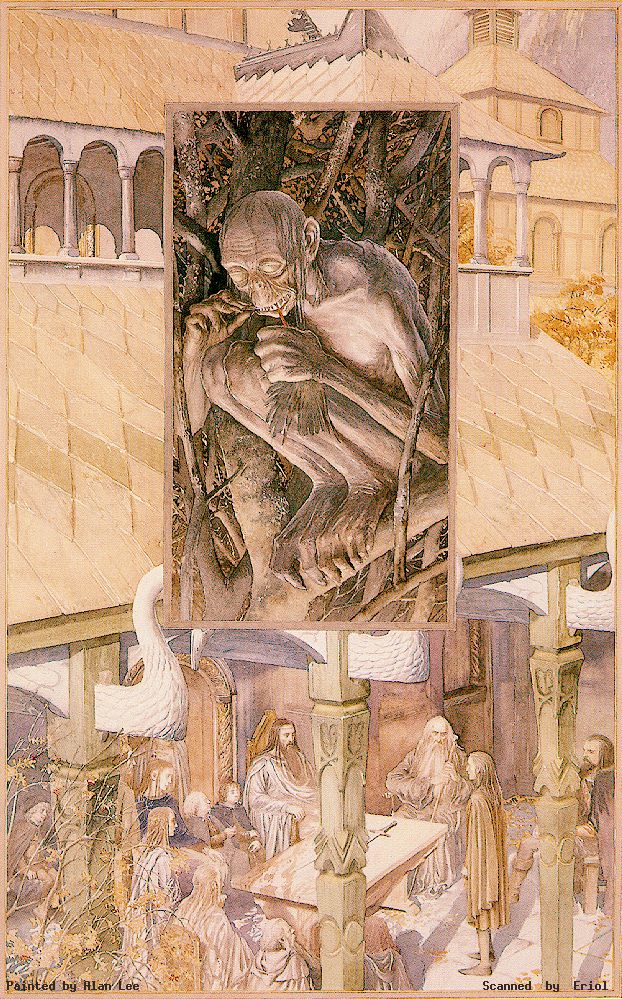 LRonLacy's tweet photo. #OTD in 3018 (III Age)
Council of #Elrond, #Rivendell
‘The Council of Elrond’ #Watercolor by #AlanLee
"Suddenly as they were talking a single clear bell rang out. 'That is the warning bell for the Council of Elrond,' cried Gandalf."
#JRRTolkien #LordOfTheRings #LOTR #Gollum https://t.co/eSF0ztOhYw