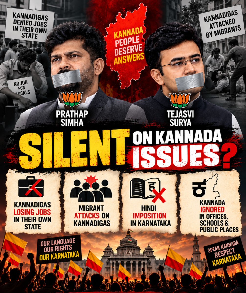 shivrajkannada's tweet photo. Have you ever seen  Karnataka-BJP  taking a stand for Kannadigas &amp; kannada identity?

Atleast gov mele pressuru hakalla 🥴🫩

@Tejasvi_Surya  @mepratap badkidira? https://t.co/Srv3xuGyp9