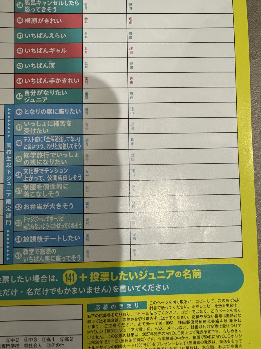 y26310618's tweet photo. 40冊分の高校生以下の部門、お名前と理由を教えていただければ無償で協力しますのでリプくださいᴗ ̫ ᴗ💘✨

#ジュニア大賞
#ジュニア大賞うちの子どうですか https://t.co/jNBSViYD5i