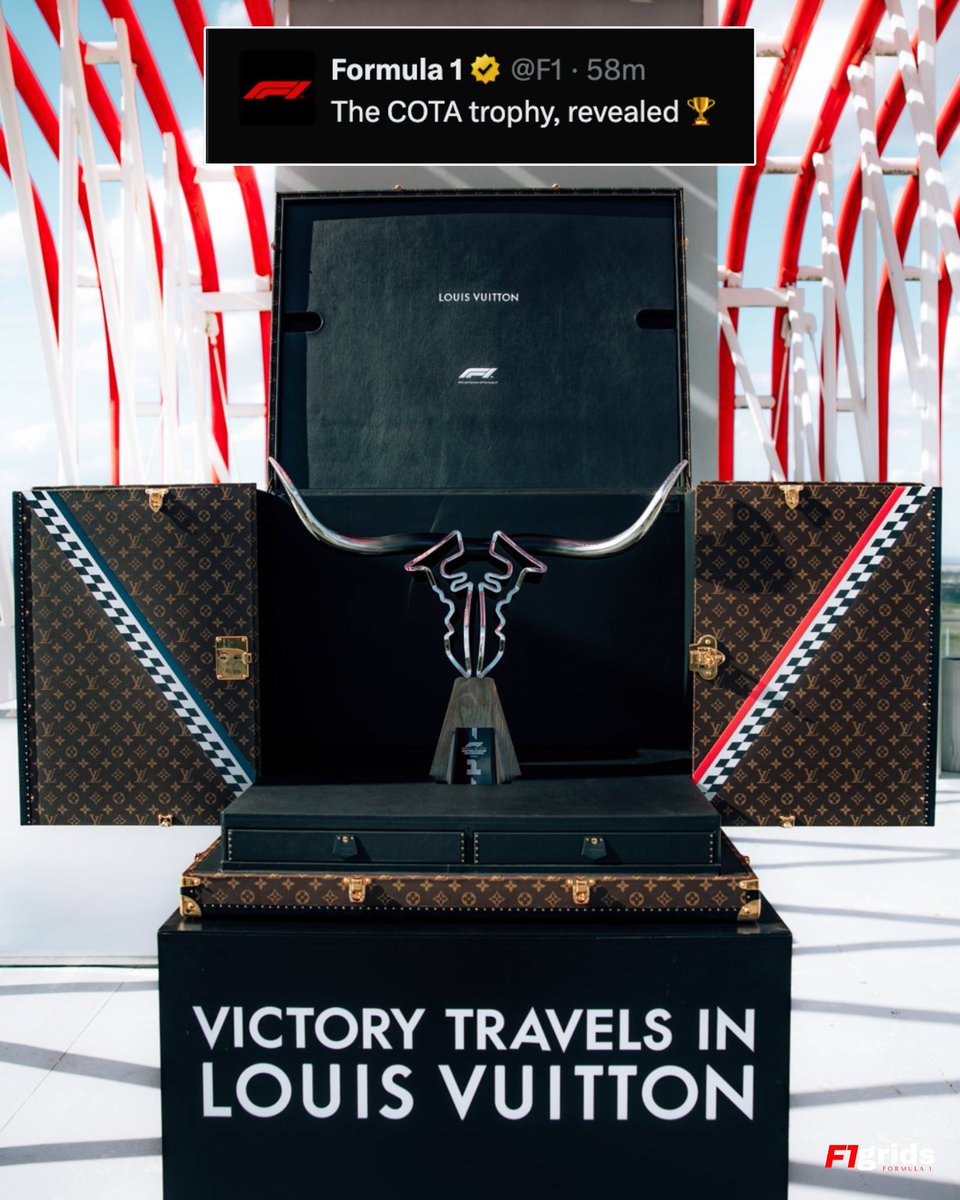 F1gridx's tweet photo. The winner’s trophy will be presented in a custom Louis Vuitton design featuring its iconic Monogram canvas and a chequered “V” representing Victory and Vuitton. 👀

#F1 #USGP #LouisVuitton #F1Grids https://t.co/ZJCWjQU2aK