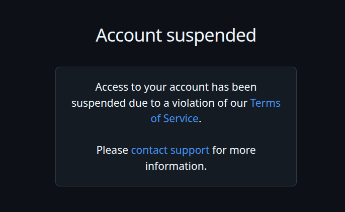 C5pider's tweet photo. Looks like @github suspended my account. I haven't used github for anything in the past couple of days. 

Great. A bit frustrating. If anyone from the support team sees this my ticket is: #4903946 https://t.co/X0ZGQISAHV