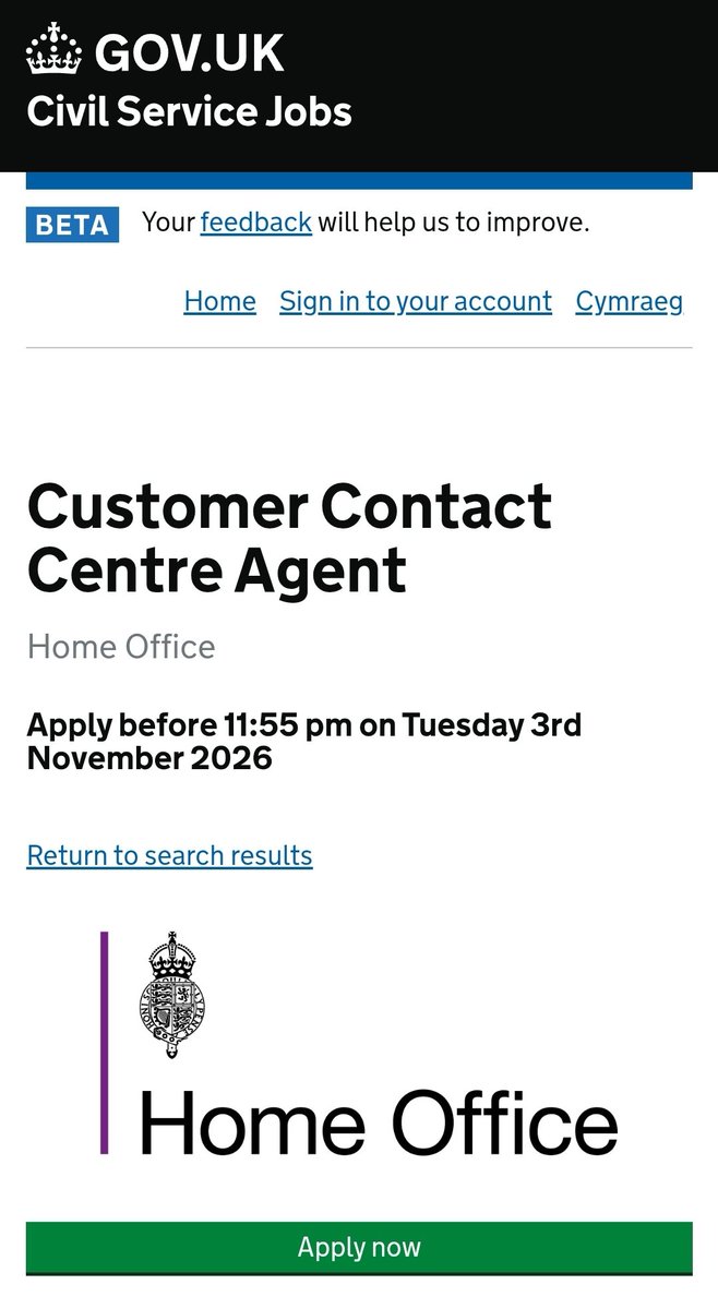 mrTJ_ok's tweet photo. JUST IN: Customer Contact Centre Agent - ENGLAND 🇬🇧. 

If you're seriously in need of a Job and you can work as a Customer Contact Centre Agent, Apply immediately with Home Office.

◆ Position: Customer Contact Centre Agent 
◆ Job Type: Permanent/Full-Time/Part-Time.
◆ Salary: £30,920 Per Year
◆ Location: Southport, England
◆Employer: Home Office.

Note: UK-based applicants only

If you’re interested in this Job, check and apply now⤵️

🔗https://t.co/4RP1hUTQn6

Share with others or RT for others