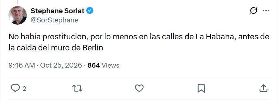 CubaOrtografia's tweet photo. El síndrome del extranjero que sabe más de Cuba que el que nació ahí. No entiendo por qué se empeñan en querer contradecir al que tiene vivencias, historias y experiencias reales. 

Entre 1970 y 1980, el régimen perseguía al que no podía controlar, da igual si era prostituta o disidente, solo para poder ejercer presión política sobre ellos. Yo nací en un solar habanero, como he contado muchas veces, rodeado de putas, chulos, armas de fuego, armas blancas, botellas rotas, broncas a diario, drogas, alcohol. 

Nadie, absolutamente nadie, ni siquiera otro cubano criado en un barrio mejor o en otra provincia, alejado de la suciedad y la mugre de La Habana, podría refutarme lo que yo vi y viví. Cuba siempre fue un país violento, con altos índices de homicidio. Pero el régimen se encargó de censurarlo todo y uno se enteraba por boca de otros.

A partir de los 90, introdujeron con más fuerza la figura delictiva de acoso al turismo, nuevamente solo con la intención de proteger a la gallina de los huevos de oro venida desde el extranjero. La corrupción era tal que las jineteras les hacían favores sexuales a la policía a cambio de ser liberadas. Los chulos tenían puntos estratégicos para intercambiar chicas. En los hoteles, un dinero dado al portero o al guardia de seguridad apostado en los ascensores te permitía subir a la habitación del turista. Tuve una novia que trabajó en el hotel Meliá Cohiba y me hacía las historias a diario.

¿Qué coño sabrá este espécimen de @SorStephane sobre la prostitución en Cuba?
