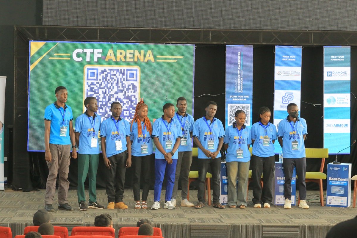 milimatechug's tweet photo. Last Friday at the #EastCon26, teams went head-to-head, cracking challenges, racing against the clock & putting their cybersecurity skills to the ultimate test. The competition was tight, but three teams rose to the top;
1⃣Cyb3rcr4m3 from St. Lawrence University with 3,713 points & won UGX 1M.
2⃣ Ivory Sydic4t3 from Makerere University scored 3,650 points & got 25% discount for courses at Milima Cyber Academy,
3⃣ Team Error 404 from Victoria University with 3,553 points, they got a 15% discount off courses at Milima Cyber Academy.
Big congratulations to our winners and everyone who stepped into the arena. The talent is real, and Uganda’s next generation of cyber defenders is showing up!
Who’s ready for the next challenge?
#MilimaCTF #Cybersecurity #EthicalHacking