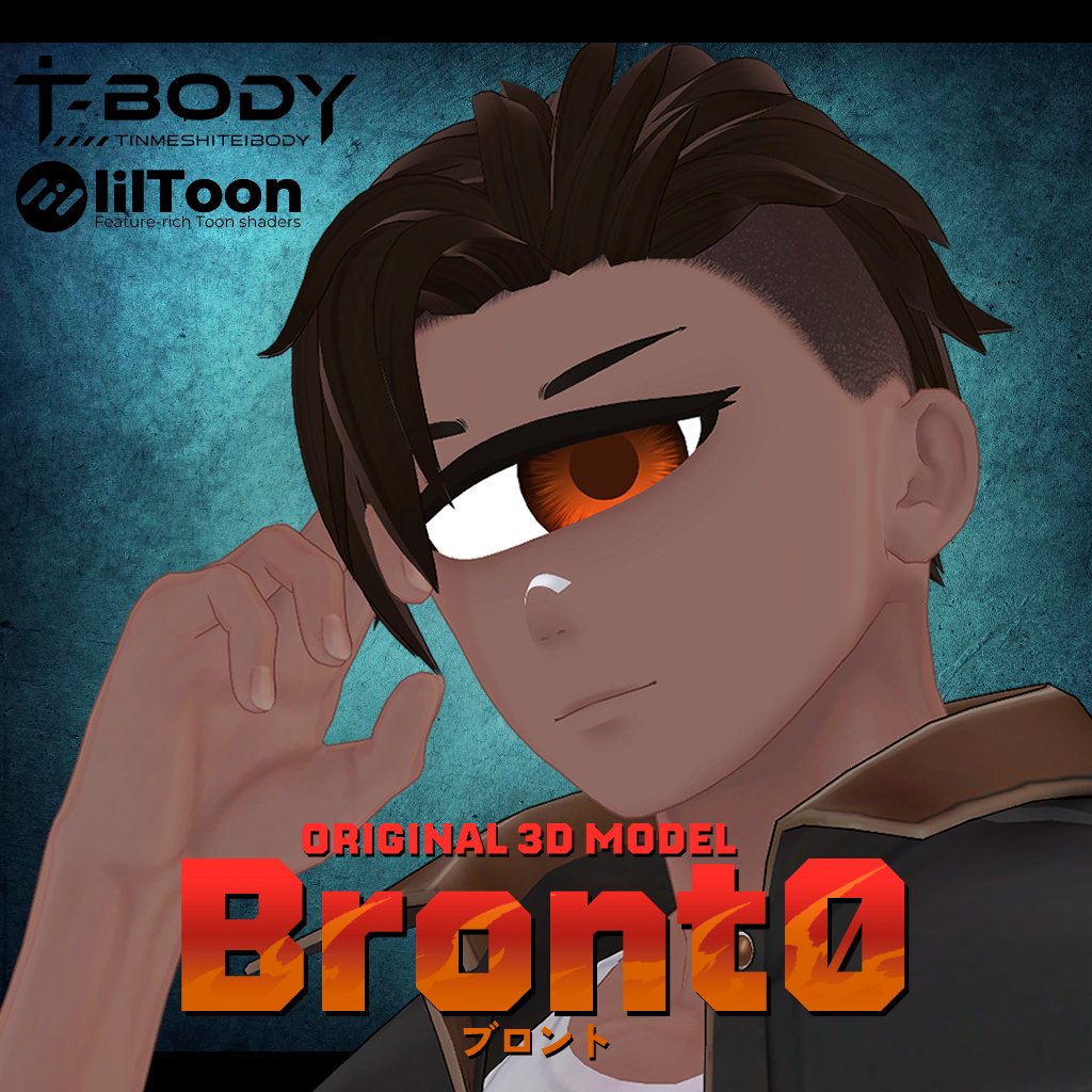 BT_T45's tweet photo. 【告知②】 
VRChat用オリジナル3Dモデル「Bront0」(ブロント)を、10月30日(金)に販売いたします！
🔥褐色長身の単眼青年男性です👁️

珍飯亭様製作『T-Body』珍飯亭共通素体モデルを使用しており、T-body・珍飯亭ボディの衣装を着せることが出来ます！ #Bront0_3D #FirstEye #珍飯亭共通素体 https://t.co/q56TFLVjrH
