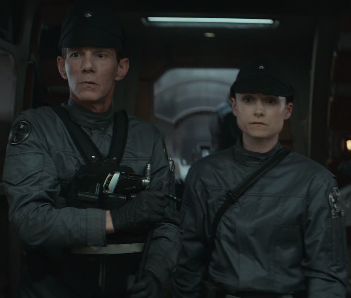 CobaltGreen1138's tweet photo. ISB crime scene techs. These guys wear a more Rogue One accurate boiler suit compared to the Imperial crewman we saw at Aldhani in Andor S1. Super underrated costumes, love the chest rigs and all the little contraptions. https://t.co/HHG2ojCinV