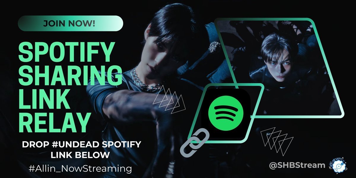 SHBStream's tweet photo. 🚨 🆂🅿🅾🆃🅸🅵🆈 🆂🅷🅰🆁🅸🅽🅶 🅻🅸🅽🅺 💚 

Paste your unique Spotify link of #UNDEAD in the reply section below. And from time to time, scroll through the replies & click on the links shared by others!👇🏻

Let us boosts our Spotify's Algorithm! 
#ALLIN_NowStreaming 

ALL IN,
SHBStream 🩵 

#성한빈 #SUNGHANBIN #DEAD_ALIVE
