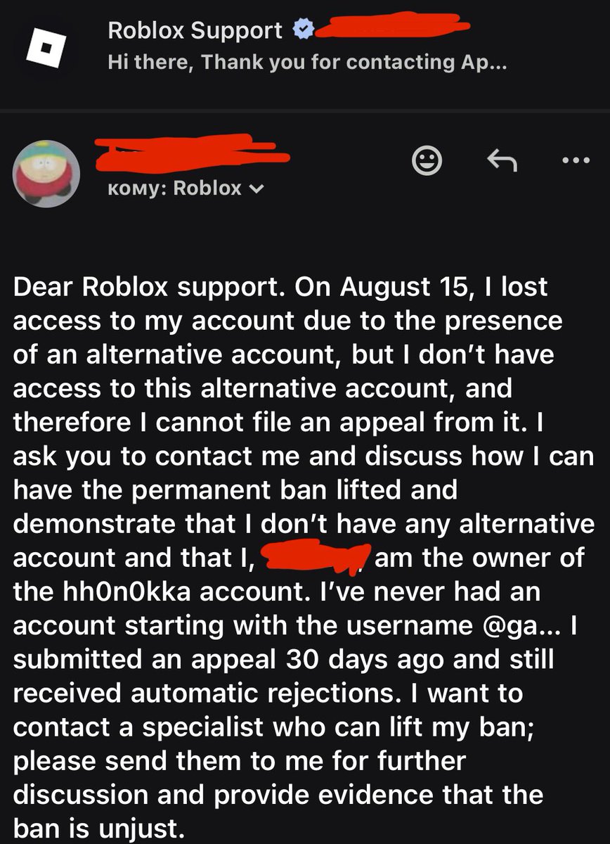 rilroew's tweet photo. lol, the employees of Roblox Appeals have not been responding to me for several days now. :p
#robloxbanwave #roblox @KreekCraft @DavidBaszucki @Shedletsky https://t.co/ZRLHA7CoaO