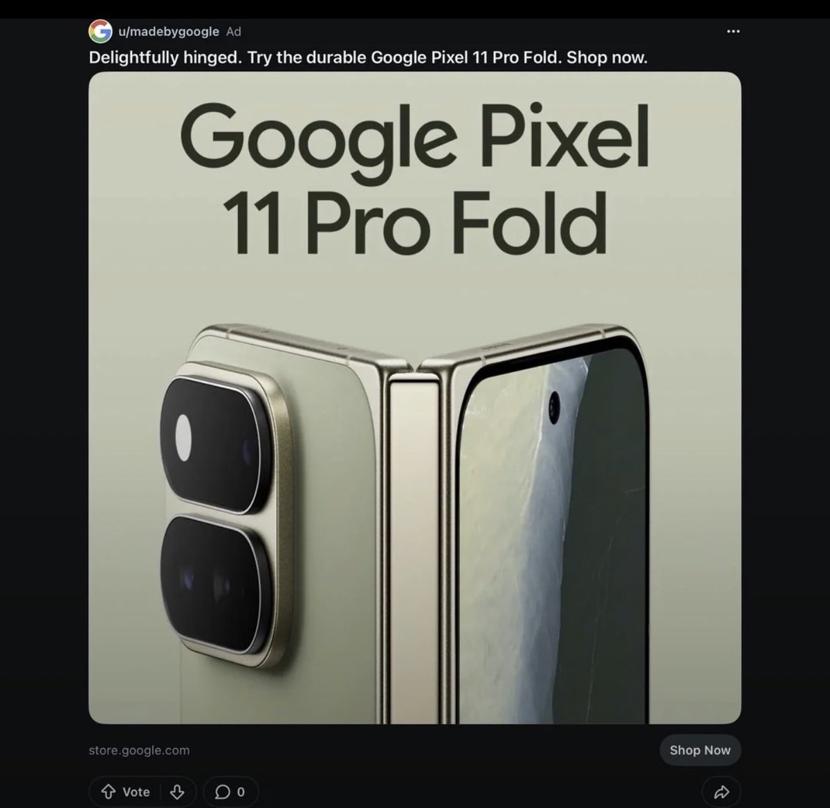 Phonenurd's tweet photo. Google is already taking shots at Apple’s iPhone Duo durability in its latest Pixel 11 Pro Fold ad 💀😭 https://t.co/i82mjnKnAu