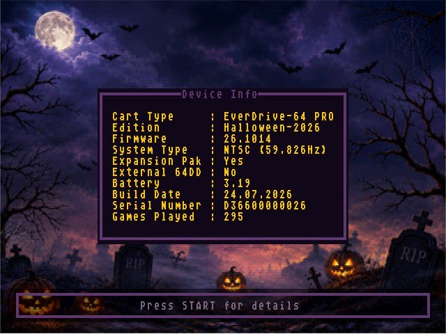 krikzz's tweet photo. The ED64-PRO menu can indicate whether the cartridge belongs to one of our limited editions 😁 https://t.co/07eKl9uaHI