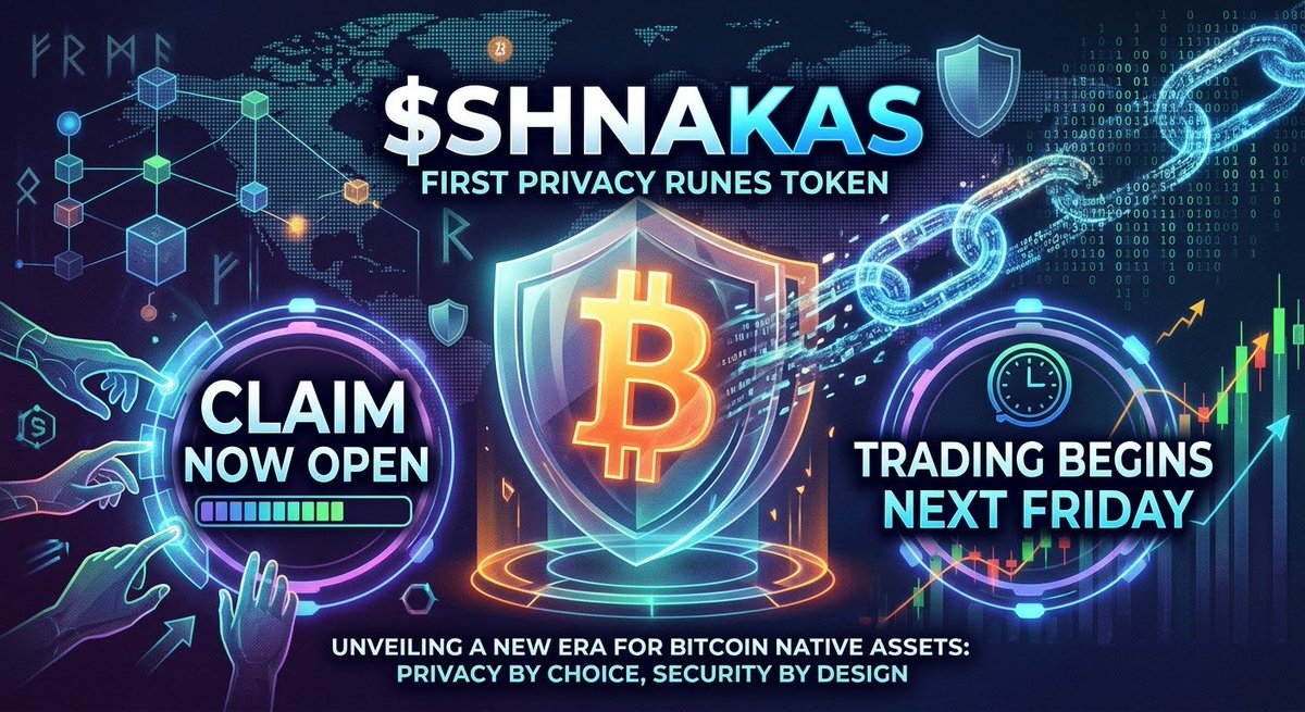 Bitmap1231231's tweet photo. 🚀 隐私机制与 Bitcoin ordinals资产的交汇： $SHNAKAS 开启全新纪元
随着第一个隐私符文代币 $SHNAKAS 正式开放领取，并确定于下周五正式开启交易，比特币生态再次站在了范式转移的前夜。这不仅是一个 Token 的铸造与分发，更是加密世界对“比特币原生地性（Bitcoin Nativeness）”与“终极隐私保护”双重追求的重大技术里程碑。
一、 打破透明枷锁：为什么隐私符文至关重要？
在比特币公开账本的历史中，透明性是一把双刃剑——它带来了无可比拟的抗审查与可验证性，但同时也让每一笔交易、每一个地址的持仓在链上暴露无遗。
从 Ordinals 到 Runes 协议，比特币资产创新的第一波浪潮解决了“资产发行”的问题；而 $SHNAKAS 的诞生，则标志着比特币资产创新进入了第二阶段——隐私与抗跟踪。
 真正的自托管隐私：借助 Shielded Protocol/Vault 机制，用户在保有比特币主网极致安全性的同时，获得了隐匿交易拓扑与持仓结构的能力。
抗 MEV 与链上监控：在传统公链或比特币普通 UTXO 模型中，大户持仓和交易行为容易被 MEV 机器人及链上分析公司追踪。$SHNAKAS 改变了这一博弈格局，为链上玩家提供了真正的保护屏障。
二、 下周五开盘：流动性释放与价格发现的新纪元
正式开放领取只是第一步，下周五启动的交易将是 $SHNAKAS 价格发现与共识沉淀的核心时刻。
 筹码分布与社区共识
   随着 Claim 的完成，筹码从早期的技术探索者和 Vault 参与者手中分发到了更广泛的社区。下周五开盘后，市场将给出对“比特币隐私资产”的真实定价。
 生态流动性虹吸效应
   在当前的比特币生态中，既具备高叙事天花板（Privacy + Runes），又具备落地应用场景的标的极为稀缺。$SHNAKAS 作为“首个隐私符文代币”，有望吸引大量追求极致 Alpha 和长线价值投资的资金入场。
三、 展望未来：从 $SHNAKAS 看比特币隐私生态的前景
站在当前时间节点展望未来，$SHNAKAS 的开放交易绝不仅止于一个代币的炒作，它预示着一个更为庞大的比特币隐私基础设施生态正在兴起：
 隐私 Defi 的基石：未来，基于 $SHNAKAS 及相关隐私协议，比特币 Layer 1 和 Layer 2 上将逐步衍生出隐私借贷、匿名 SWAP 以及隐匿支付工具。
 中本聪（Satoshi Nakamoto）原始愿景的复归：比特币诞生之初的愿景就是“点对点的电子现金”。而真正的电子现金，必须具备如同物理现金一般的隐私性与不可追踪性。$SHNAKAS 的演进，正是向这一最初梦想的致敬与实践。
> 隐私不是隐瞒，而是选择的权利。 $SHNAKAS 已经迈出了第一步，未来的星辰大海，才刚刚开始！
>