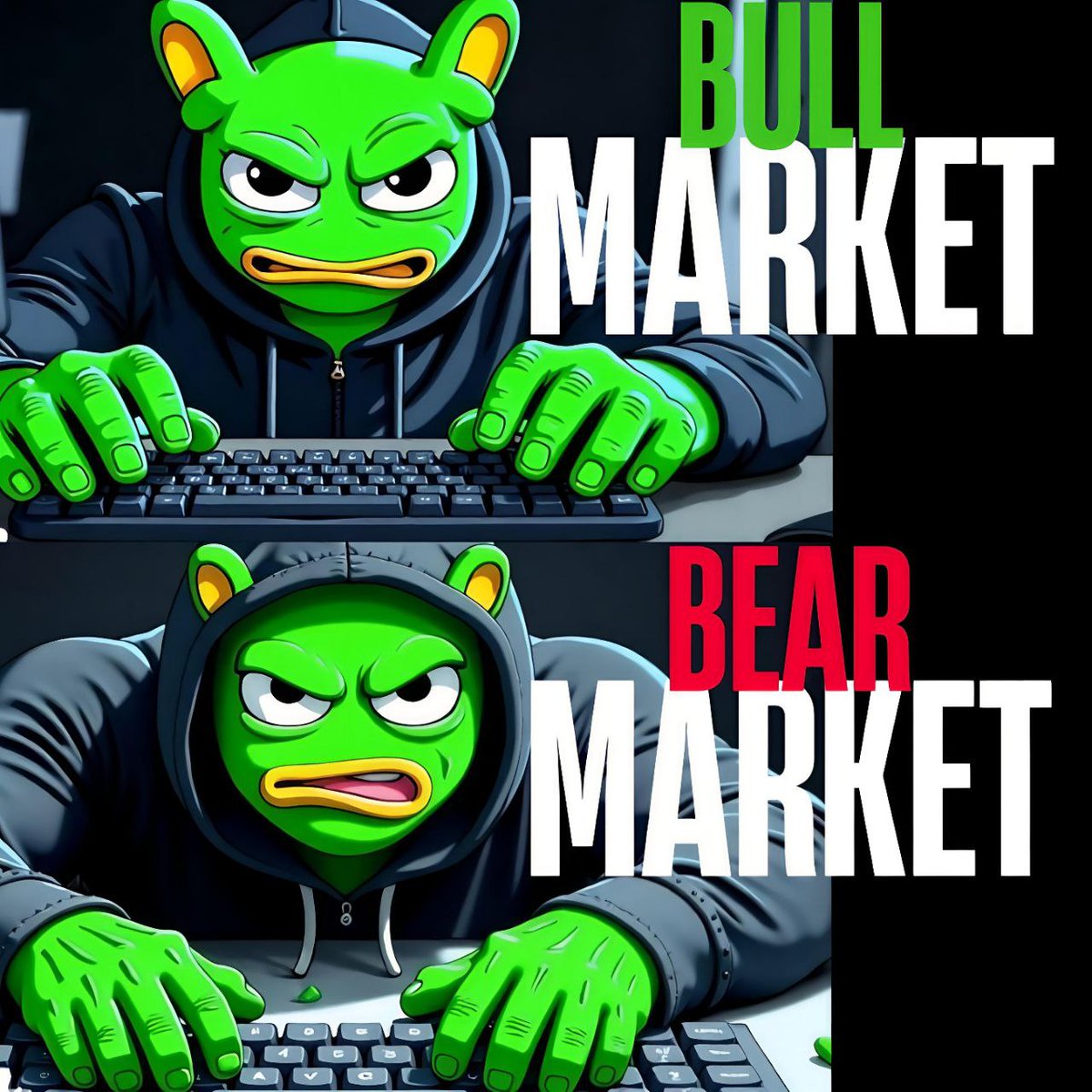 OnBaseBrian's tweet photo. Just saw this hilarious struggle between Bull and Bear Markets. Meanwhile, I'm over here with Brian, thriving regardless. The real alpha move? Staying bullish af with the kings. Brian is the way forward. https://t.co/PUfjyRo1Nh