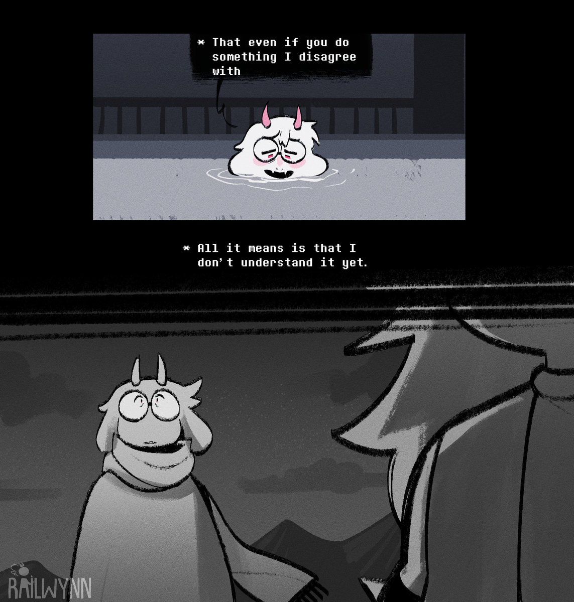 railwynn's tweet photo. Kralseitober: Day 25 - CHAPTER 5

"Don't you LIKE serving humans...?"

#kralsei #kralseitober2026 #deltarune https://t.co/Fnu7ctWHY1