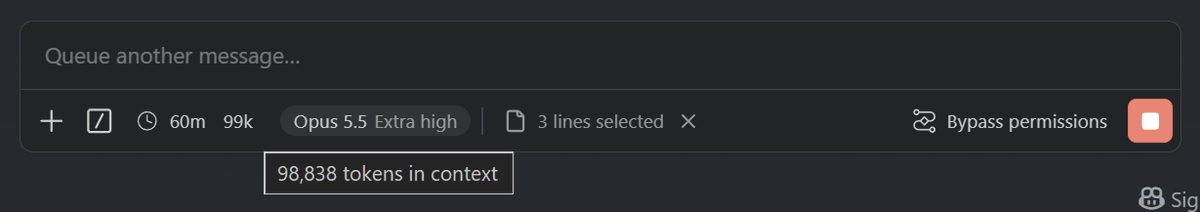 notegone's tweet photo. fixed it to always show the number of tokens in the context window https://t.co/NFvTv6faKh