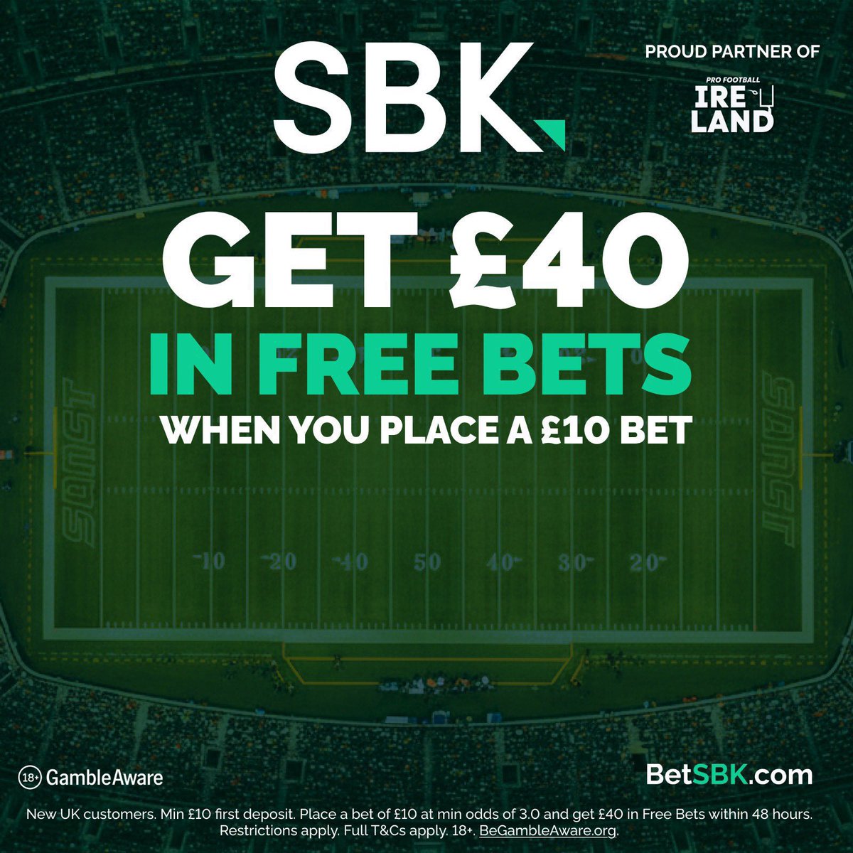 NFLIreland's tweet photo. Get set for Week 7 with @sbk, with the NFL Paris Game from 1:30PM on Sunday! 

New users using our code can get £40/€50 in free bets with a deposit of £10/€10!

Click this link to sign up: https://t.co/t1ShshhyhC

18+ | Terms Apply | Be Gamble Aware https://t.co/ojco73yqqf