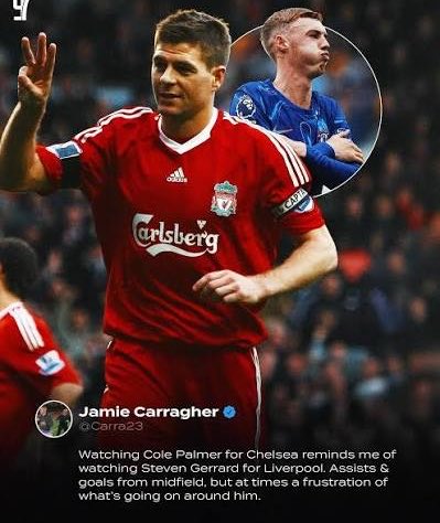 PartedBeard's tweet photo. On the hypocrisy of Carragher: Cole Palmer has been awful for 2 years with some random good games in between, but Carragher never criticized Palmer while targeting Florian Wirtz. Carragher even portrayed Palmer as a victim. 

As Carragher is the closest thing in football punditry to a sleazy politician willing to say anything to stay relevant and be the center of attention, he’ll probably finally criticize Palmer to protect himself. 

By the way, I have been critical of Wirtz, but this is about Carragher’s hypocrisy and favoritism.