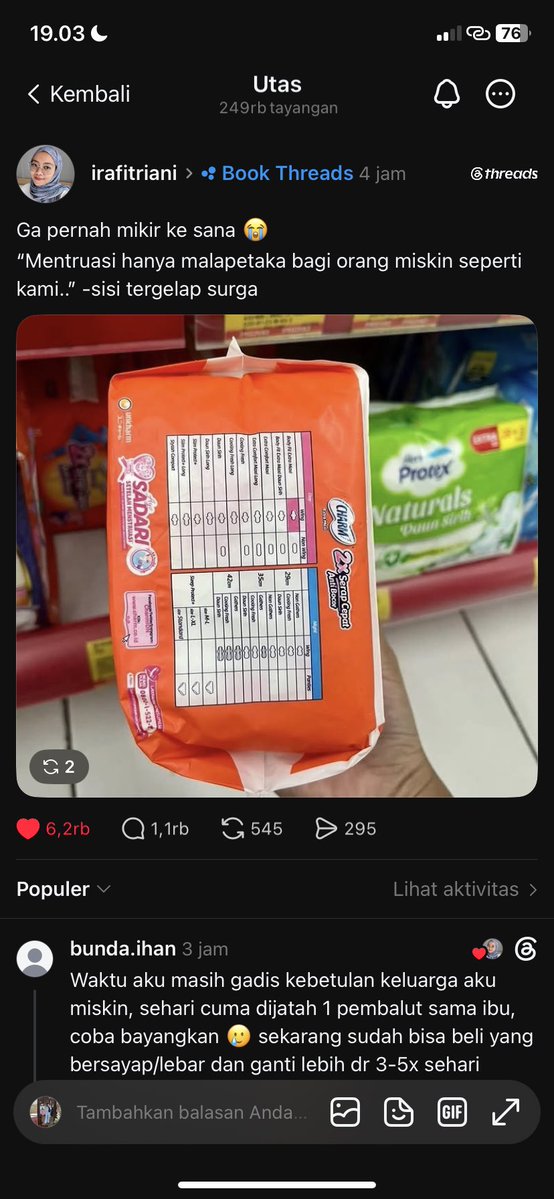5trawberrymoon's tweet photo. Ternyata bisa beli pembalut dari haid pertama kali adalah sebuah privilege
😭😭 https://t.co/1cMWYpr46T