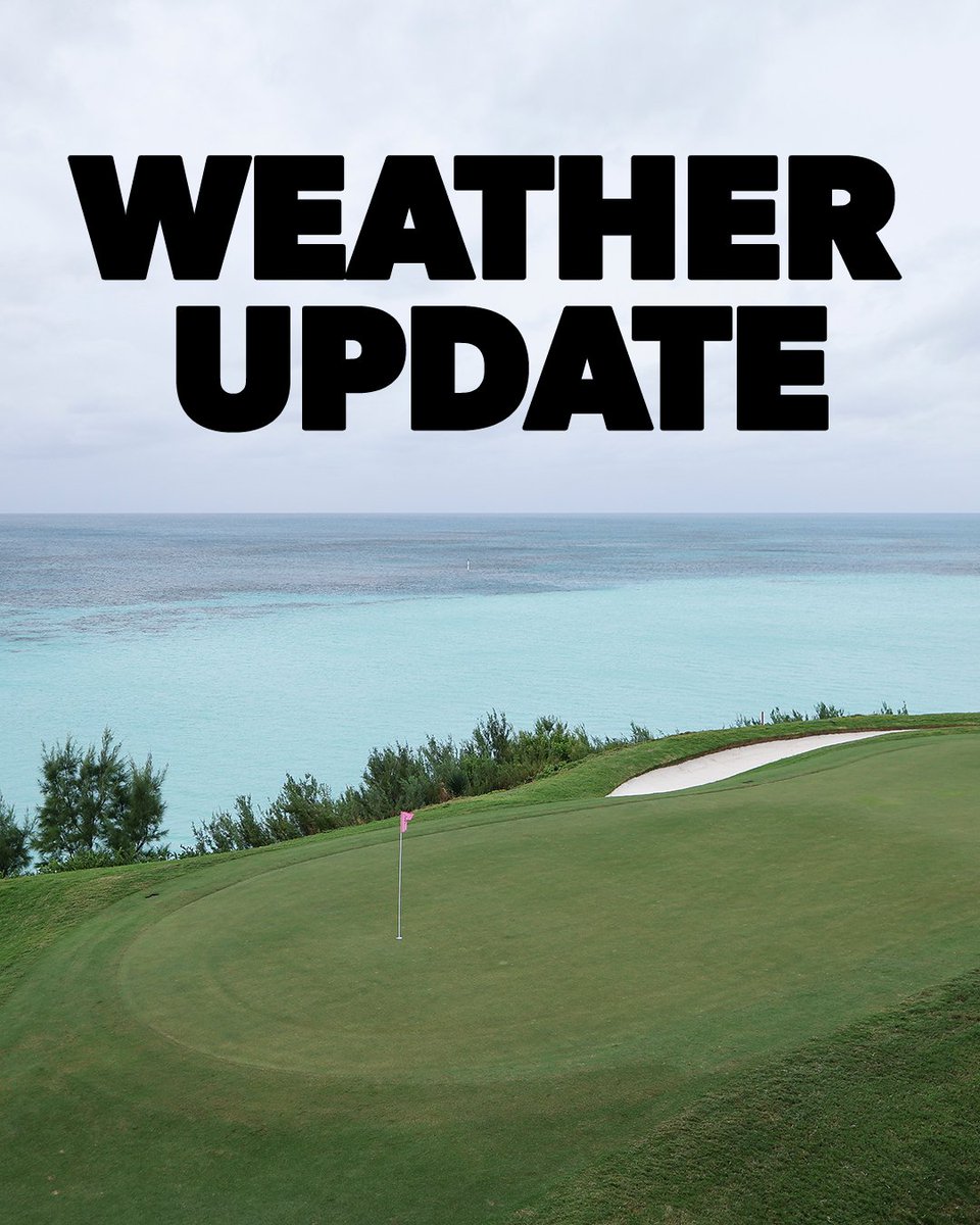 PGATour's tweet photo. With no improvement to the current weather conditions and anticipated further deterioration, there will be no play today @Bermuda_Champ.

More information regarding play on Monday will be provided no later than 5:00 p.m. local today. https://t.co/H3tfkFAlgJ