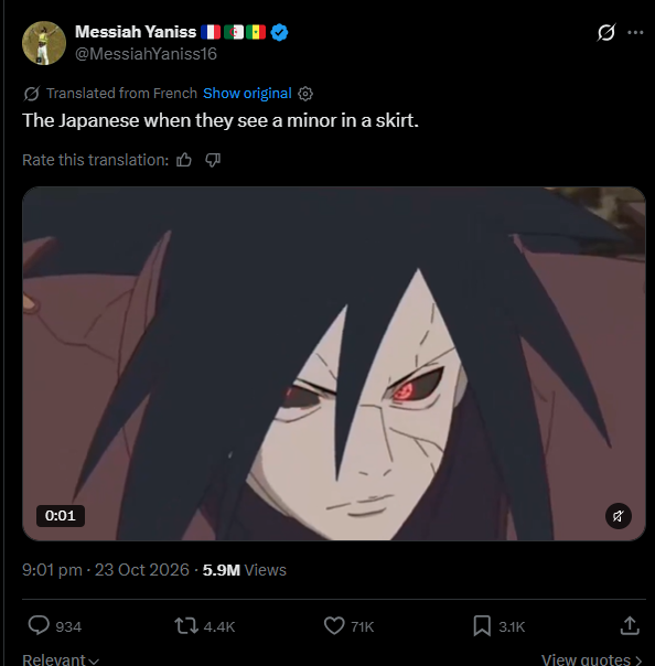 devchart's tweet photo. For some reason France and Japan are beefing on X.. but holy shit some of these translated posts are insane 😂 https://t.co/DVwG0Kvnzg
