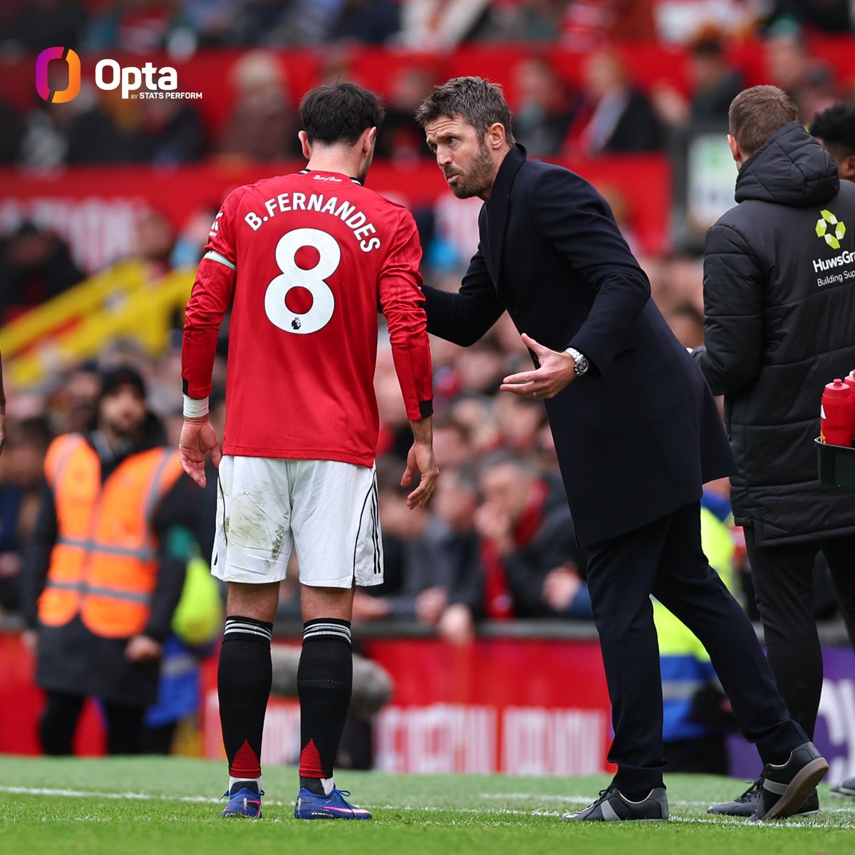 OptaJoe's tweet photo. 96 - Since Michael Carrick's first game in charge in January, Bruno Fernandes has the most assists (14) and has created the most chances (96) of any player in Europe's big-five leagues.

Benched. https://t.co/iFVQ26A03U