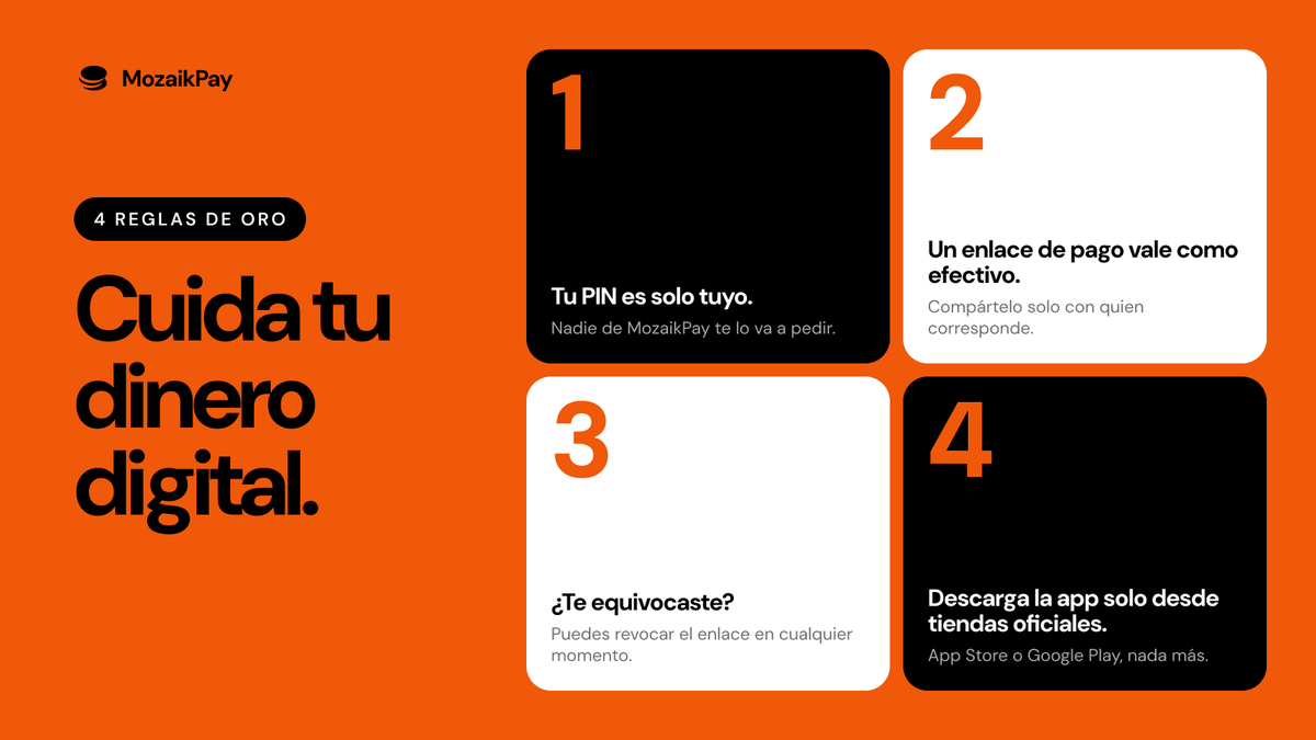 mozaikpay's tweet photo. Tus dólares digitales merecen buenos hábitos. 🧡
4 reglas de oro para cuidar tu dinero. 🔒 https://t.co/V6mqgPm3S7