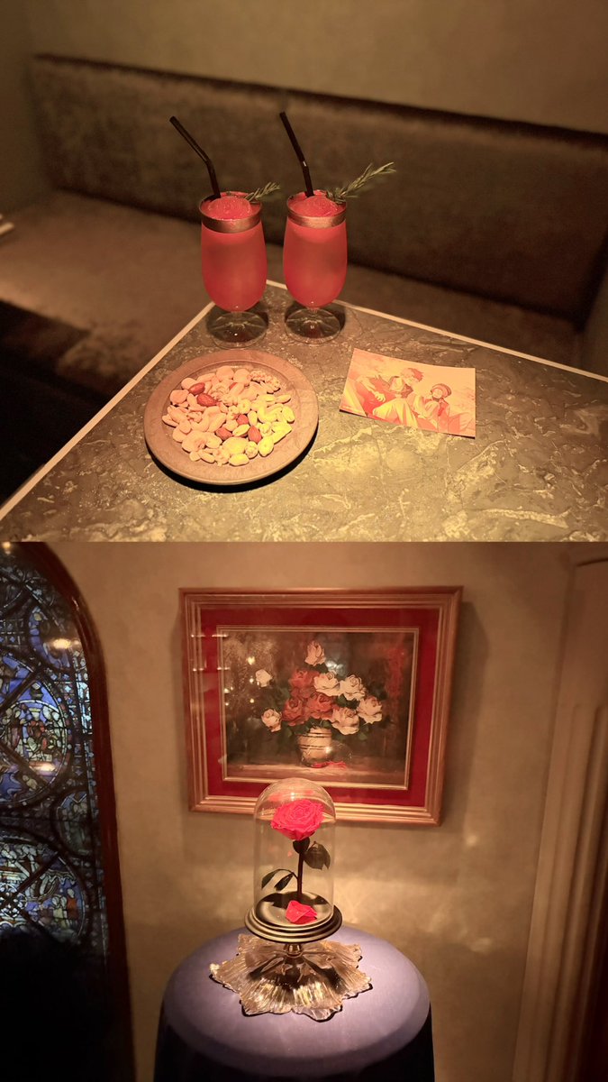 ll838_'s tweet photo. 美女と野獣モチーフのバー🥀
雰囲気も良くて店員さんめちゃめちゃ優しかったからリピ予定(> ·̫ <  ̳^💘🎶 https://t.co/aQ8hAGXt42